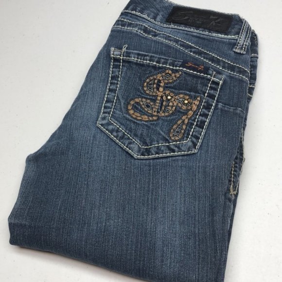 VINTAGE SEVEN7 SKINNY JEANS 29x29 EMBROIDERED POCKETS ❤️ - Picture 1 of 12